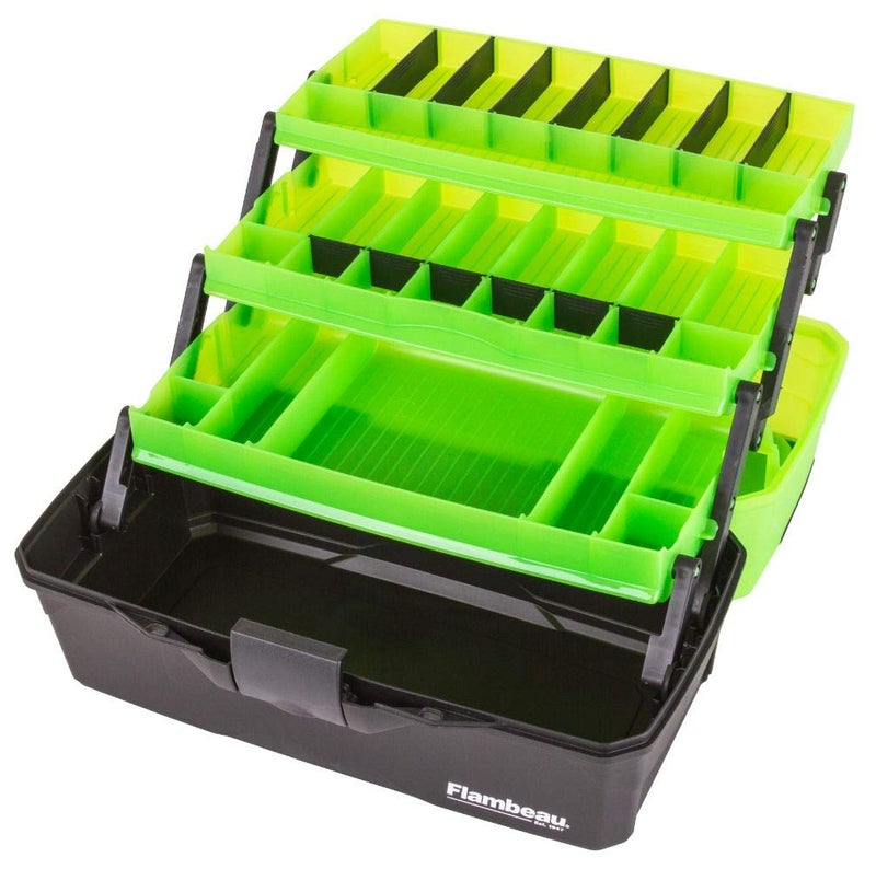 Flambeau Outdoors 6383FG 3-Tray Classic Tray Tackle Box, Portable Tackle Organizer, Frost Green/Black - Image 3